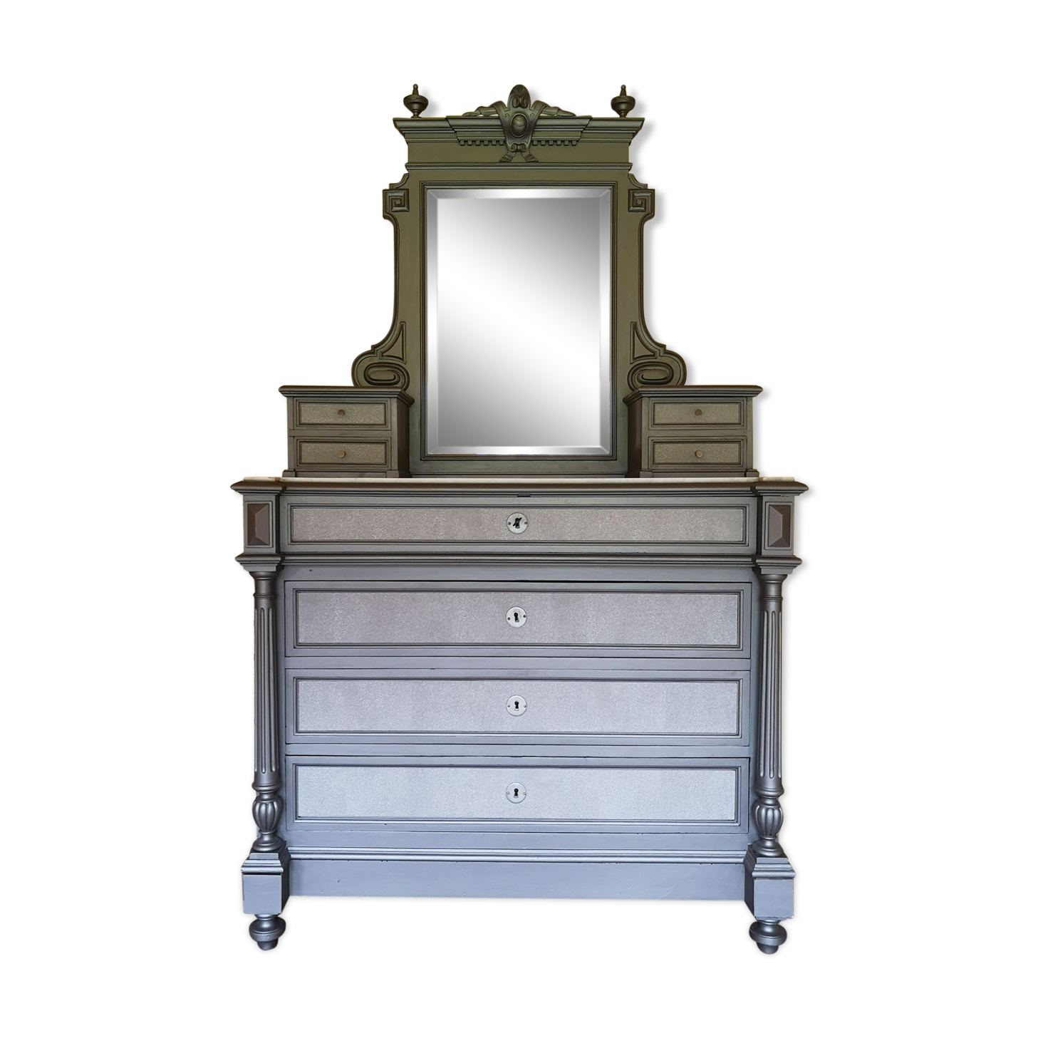 Commodity mirror year 1900 - 1920 Painted wood and white marble