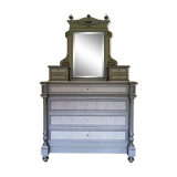 Commodity mirror year 1900 - 1920 Painted wood and white marble