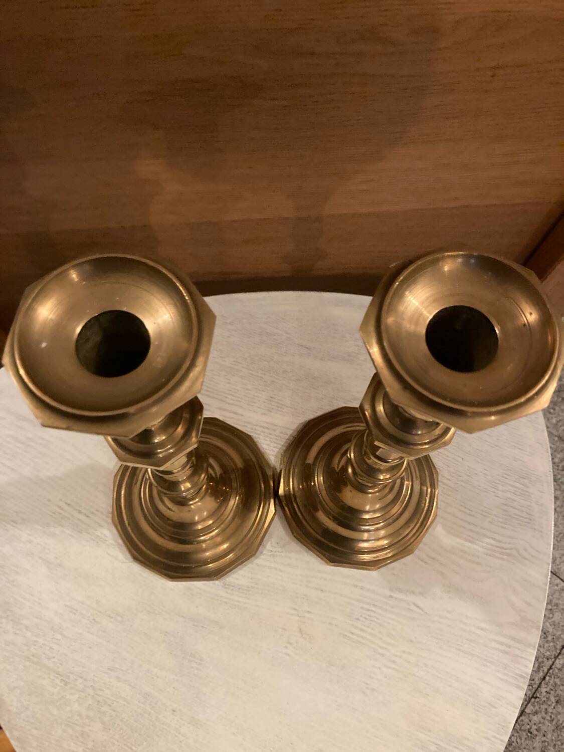 Pair of solid brass candlesticks