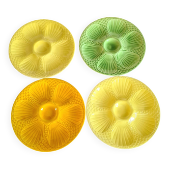 Assiettes à huîtres en barbotine Digoin Sarreguemines