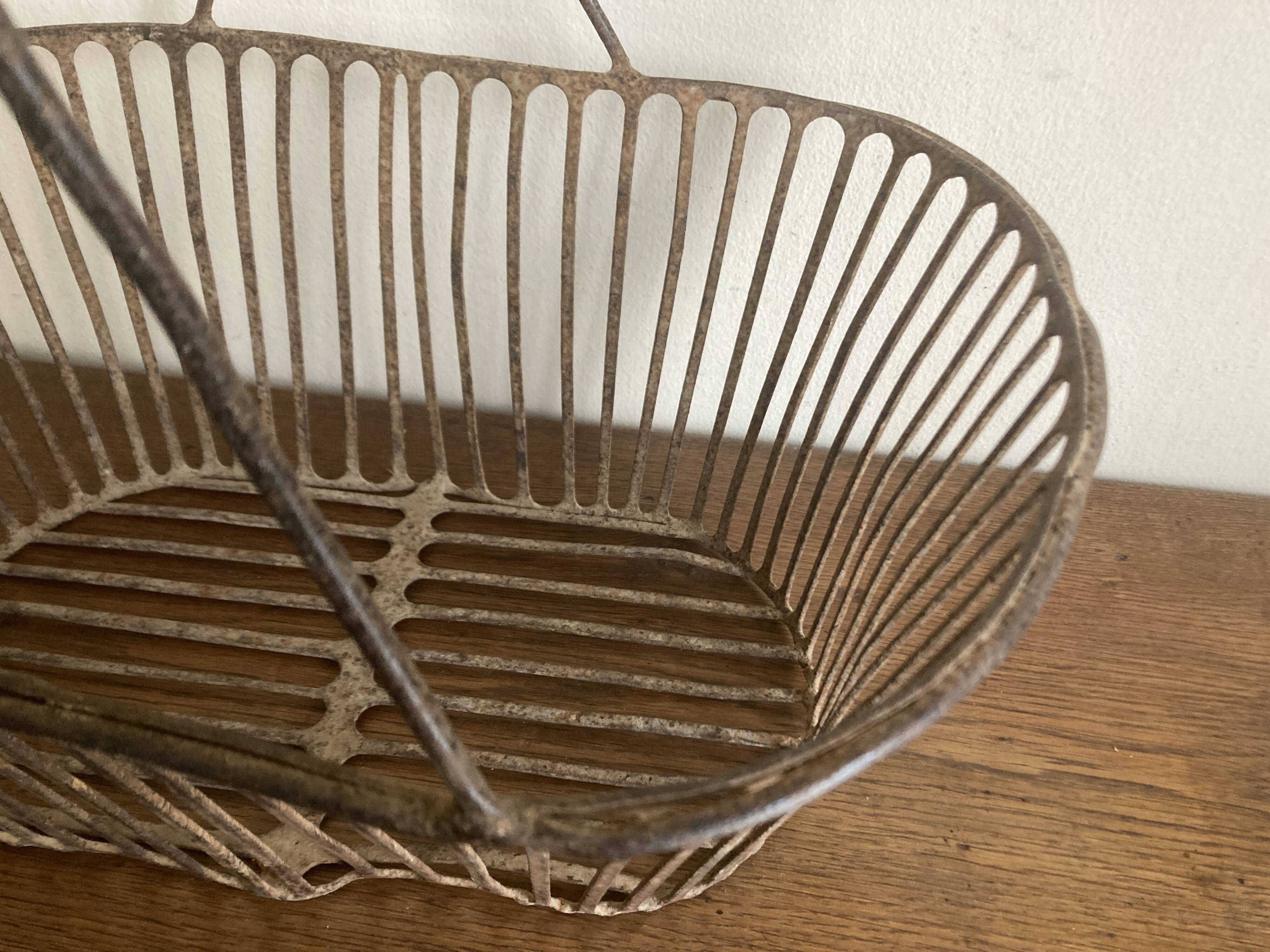 Country wrought iron harvest basket 1930