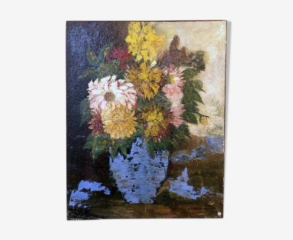 Tableau "Bouquet de dalhias"