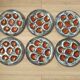 Set of 6 Vintage French Blue Grey & Orange  Hand Painted Pordic 6 Serving Oyster Plates 4973