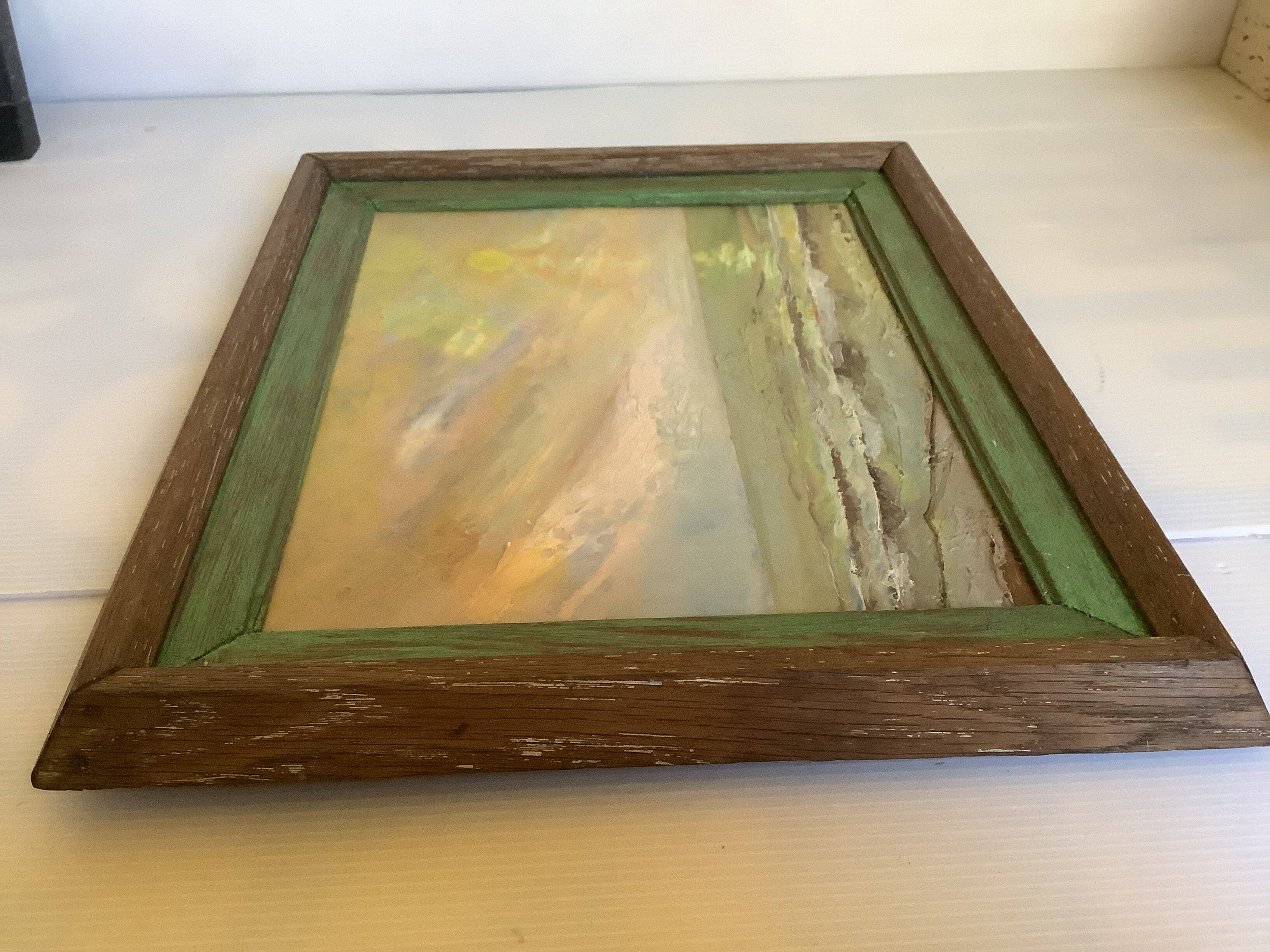 Signed marine painting on hardboard