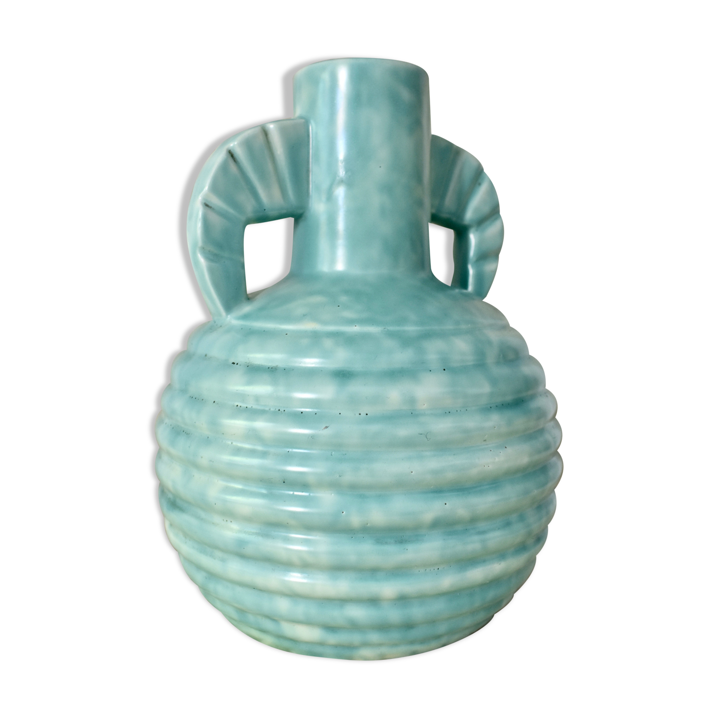 Blue ceramic vase by Boch, 1921