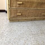 Vintage rattan chest of drawers
