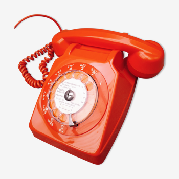 Téléphone orange vintage s63 socotel à cadran