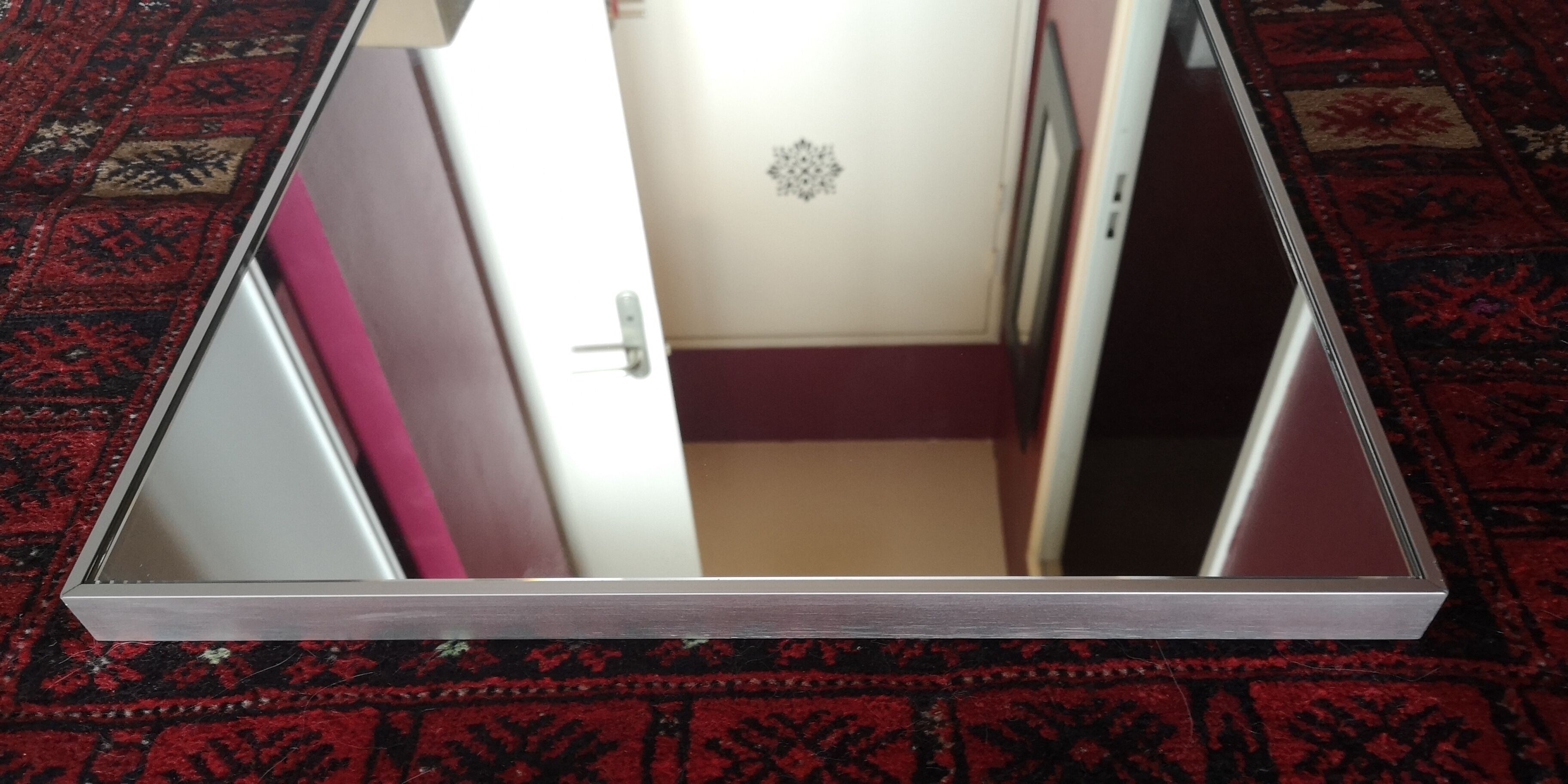 Mirror frame in gray brushed aluminum - 1980s 60x40cm