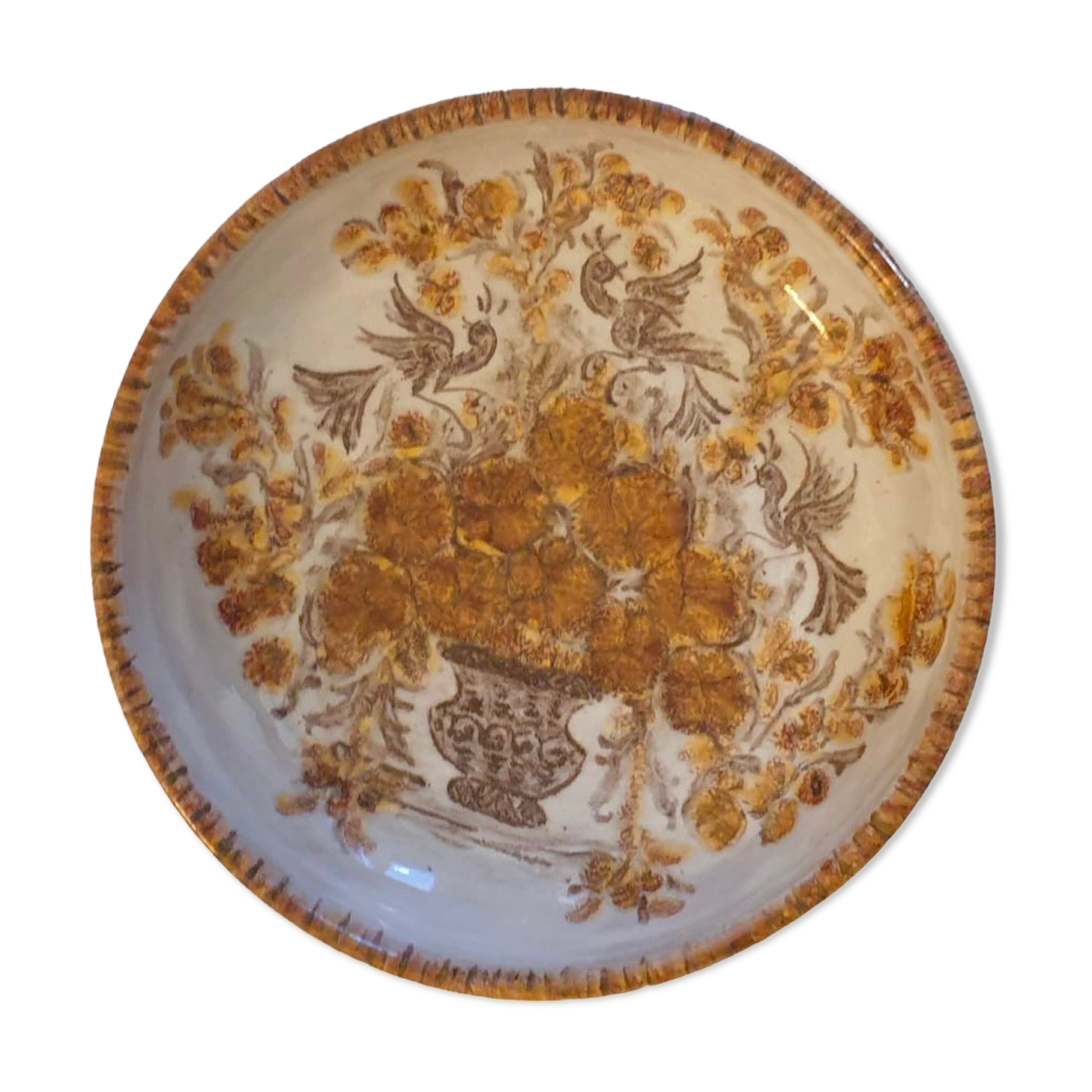 Round ceramic dish signed Cazaux