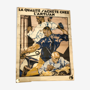 Original lithographic poster René KUDER 1939 Alsace Art Deco
