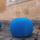 Pair of stools, blue ball ottoman from the 80s.