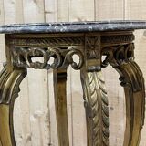 Gilded wooden stool with marble top - made in the 70s