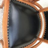Art deco black leather office armchair