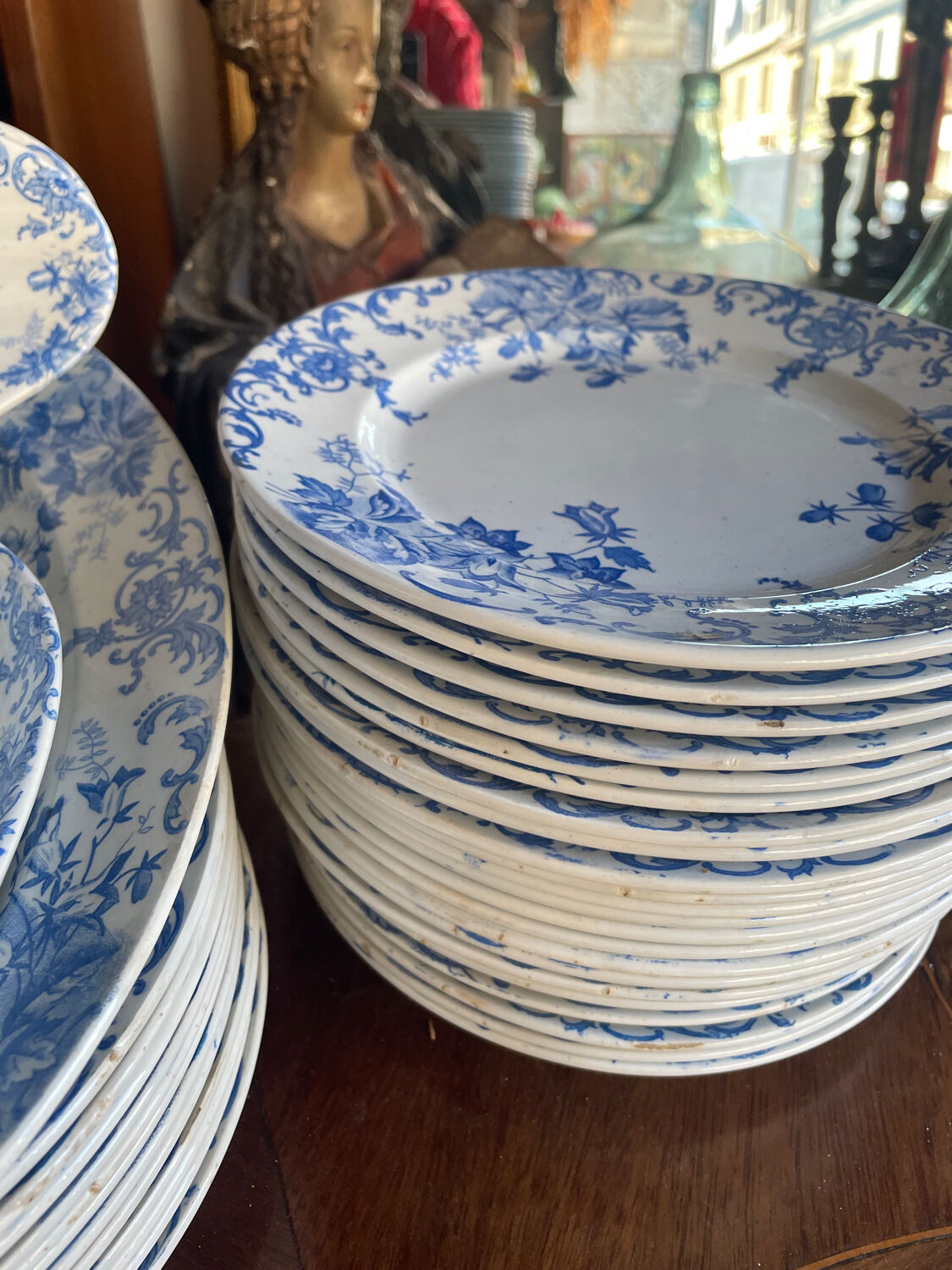 39-piece blue floral service - terre de fer