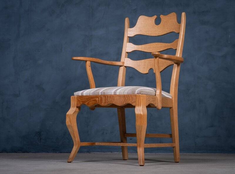 Mid-Century Modern Razorblade Armchair in Oak by Henning Kjærnulf, 1960s