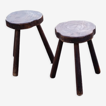 Pair of shepherd's stools in tripod ash