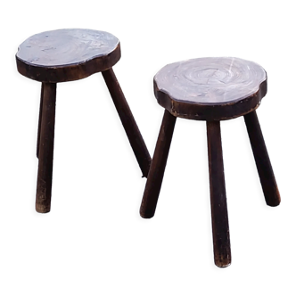 Pair of shepherd's stools in tripod ash