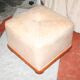 Cube pouf in light brown leather