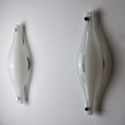 Pair of Cat's Eye wall lamps by Murano Mazzega, blown glass, Italy, 1960