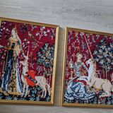 Lot 2 tableau point croix canva Dame à la licorne