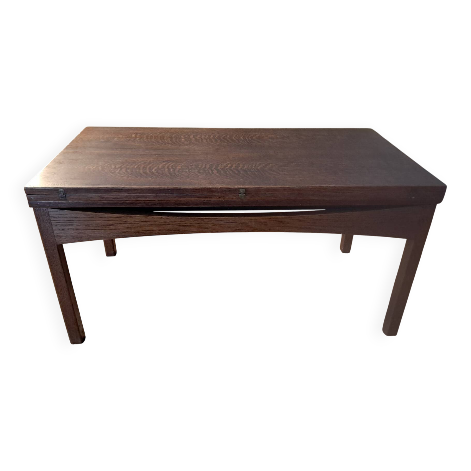 Vintage lift-top coffee table in solid oak – 1950s/60s