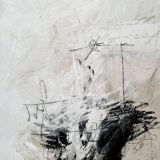 Felix Bachmann, Abstract Composition in Black and White, 2023, Mixed Media on Canvas