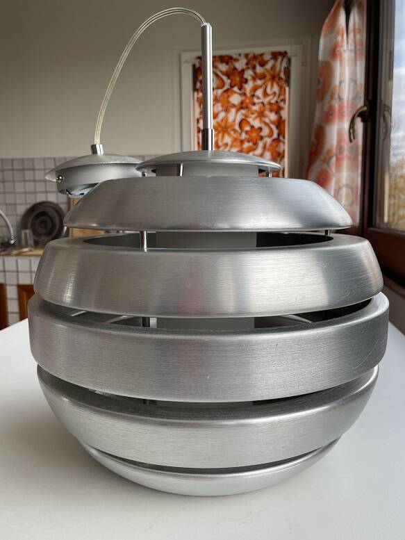 Brushed aluminum ball pendant light