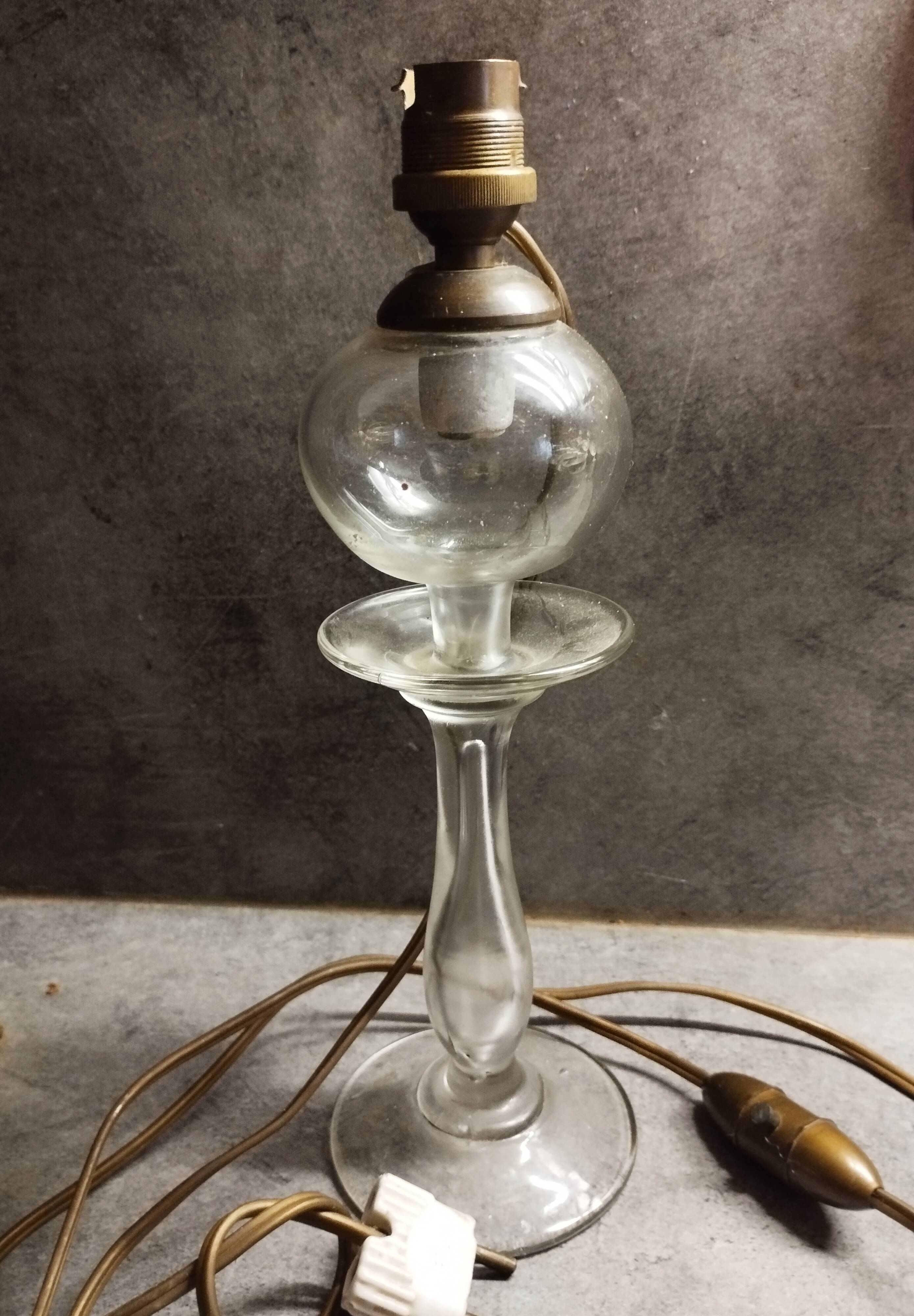 Superb old embroidery lamp in re-electrified blown glass