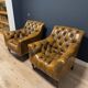 Set of 2 leather club chairs