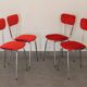 4 chaises 1960 formica velours rouge