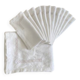 Nappe ancienne  broderie anglaise et ses 12 serviettes - 230x145 cm - Lin