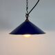 Suspension industrielle en émail bleu cobalt, années 1950