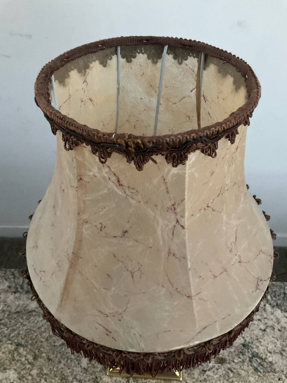 Vintage brass and leather lamp from the 70s