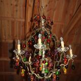 Chandelier glass Murano multicolored Fruits glass Murano Living room Dining room Apples Pears Grape