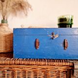 Blue old wooden trunk