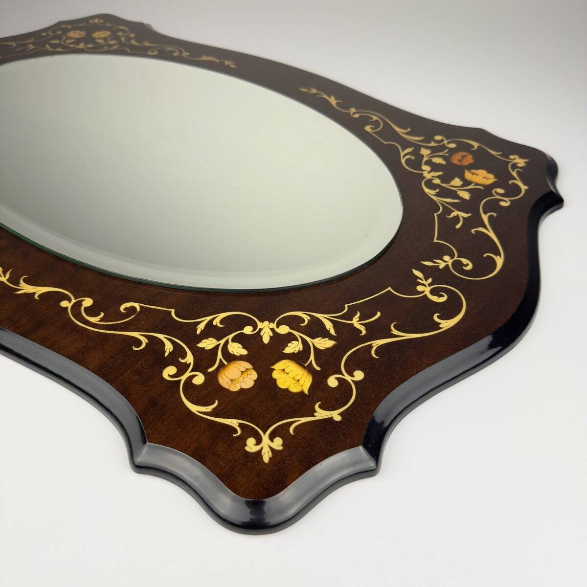 Large vintage wooden mirror, Italy, 1970s