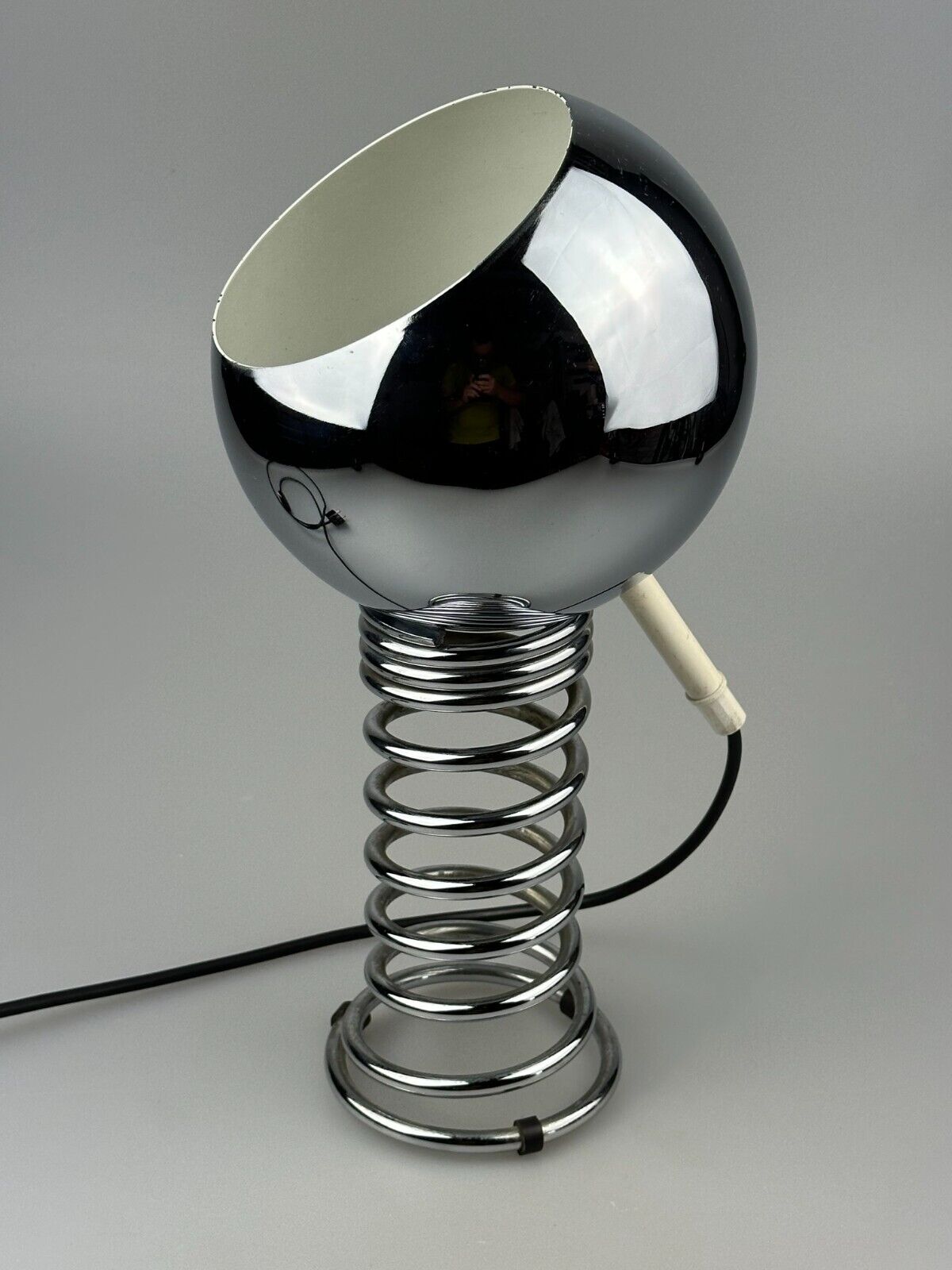 60s 70s table lamp ball lamp spring chrome metal space age design