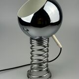 60s 70s table lamp ball lamp spring chrome metal space age design