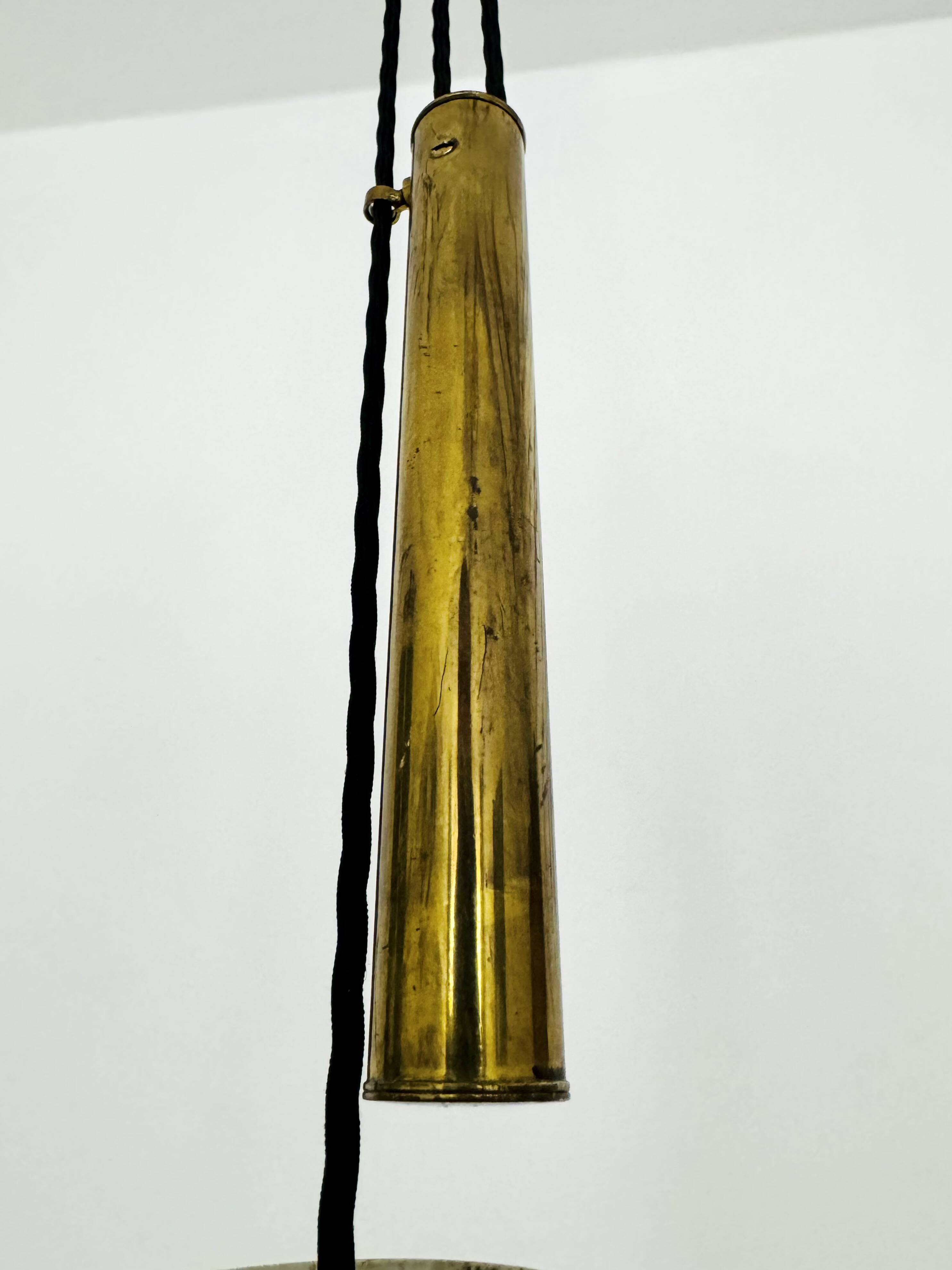 Adjustable Brass Pendant Lamp with Counterweight