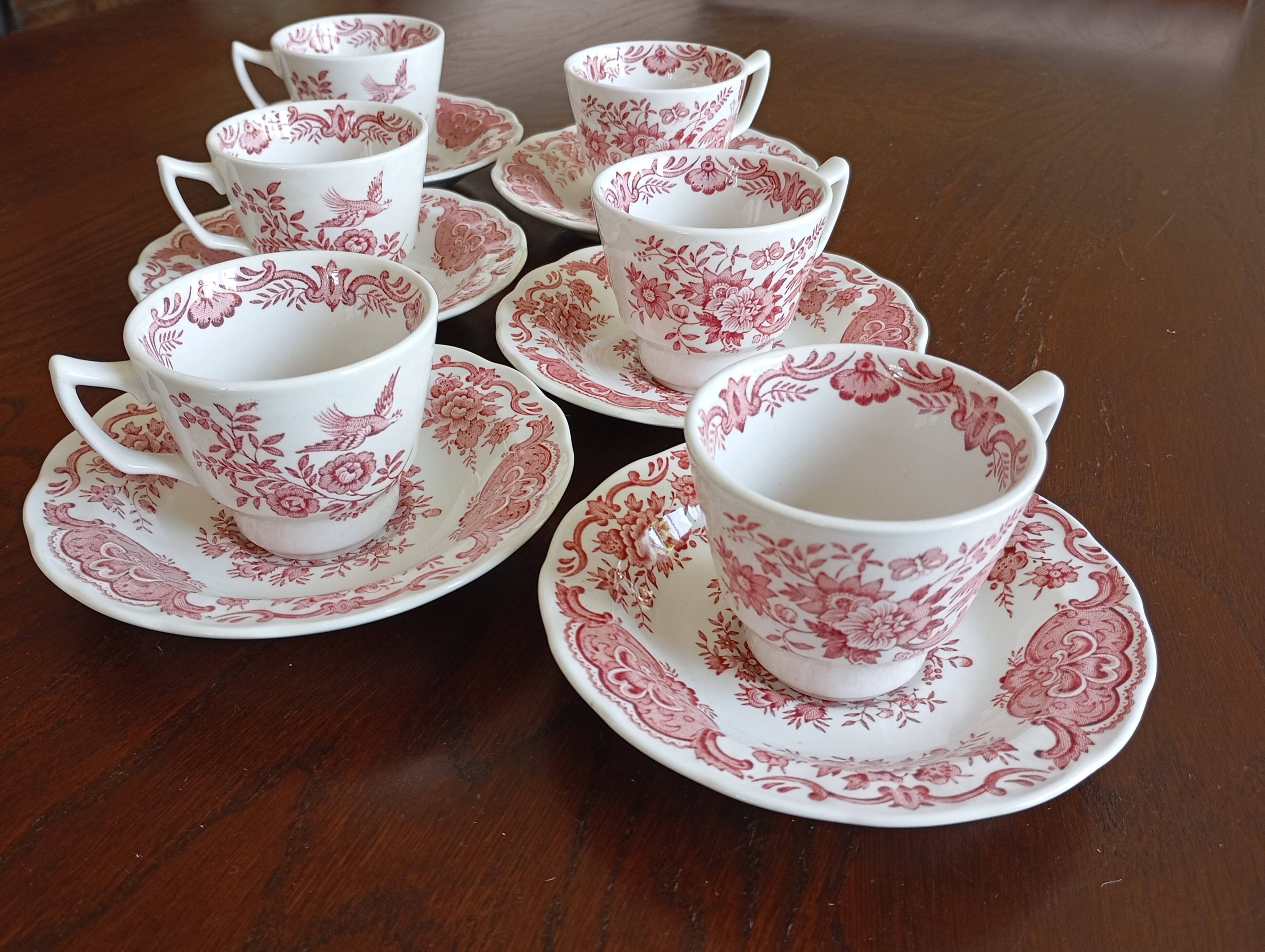English mocha cups "Windsor" pink Ridgway (Staffordshire)