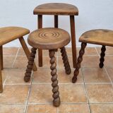 Set of four rustic solid wood plant holders, 31 to 43 cm