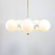 Vintage Italian Brass and Opaline Sputnik Chandelier, 1970s