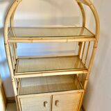 Shelf in oval, rattan and bamboo