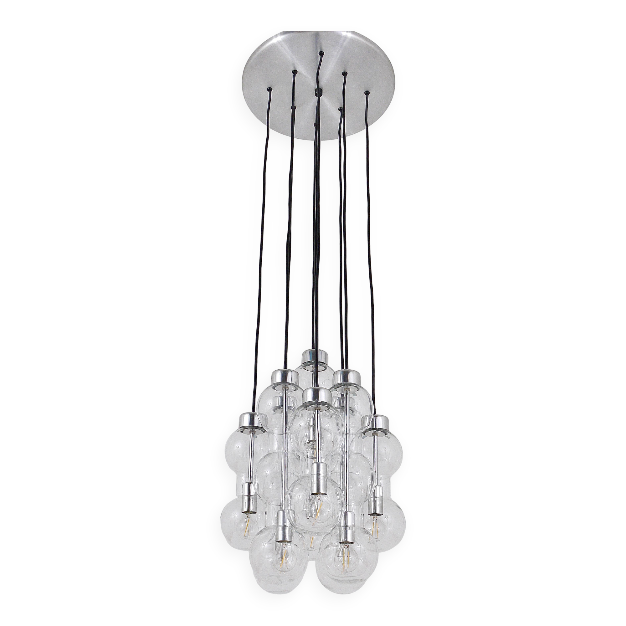 Impressive cascading hourglass chandelier Doria, Space Age, Germany, 1960s.