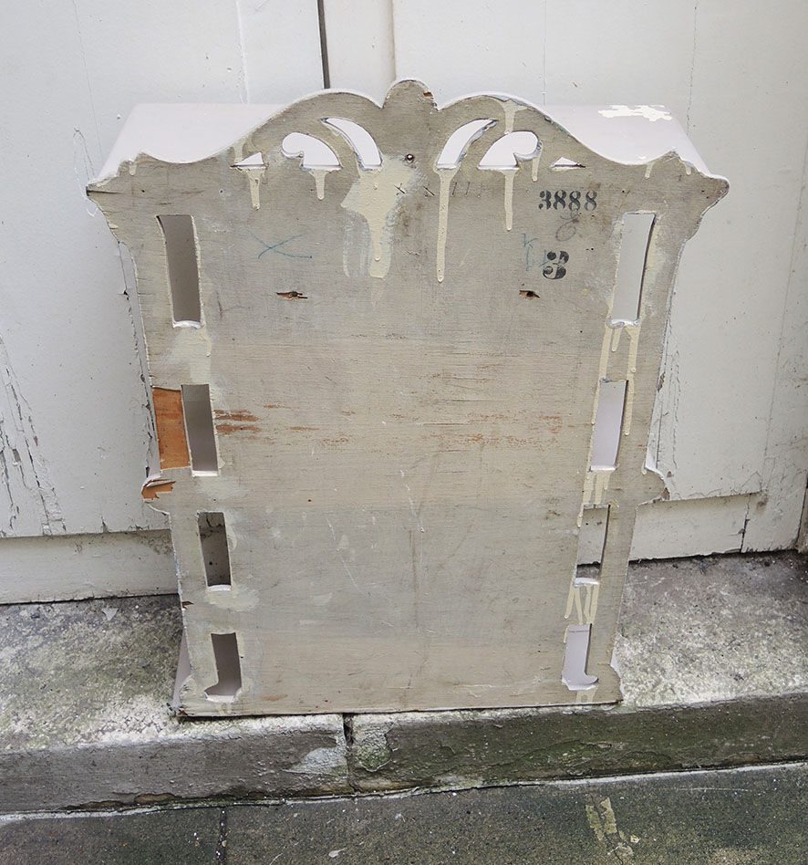 Old light grey wood display case