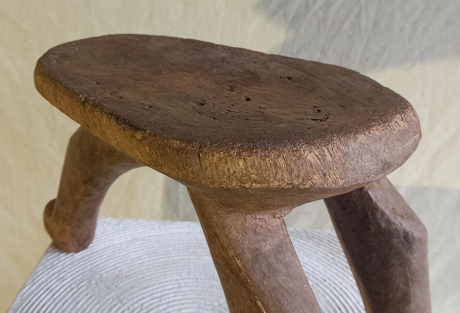 Stool old African art wooden Lobi from Burkina Faso