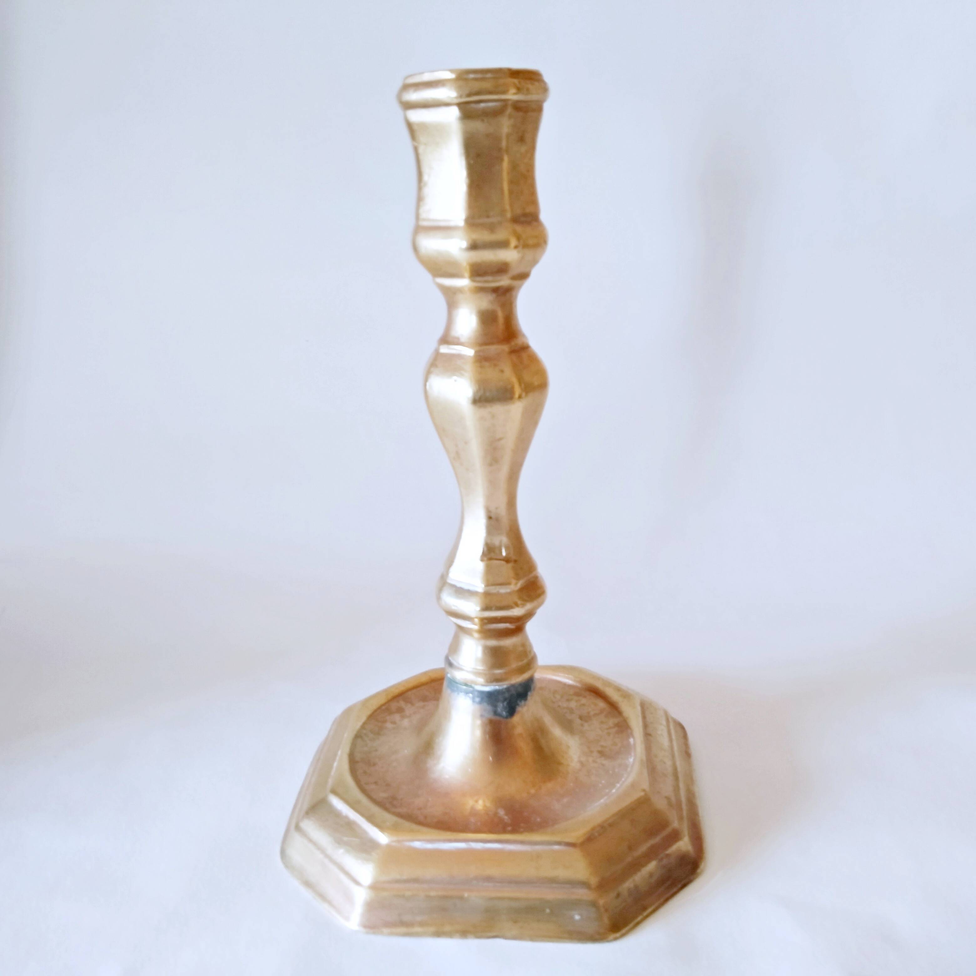 Gilt bronze candlestick with pierced bin 17th century