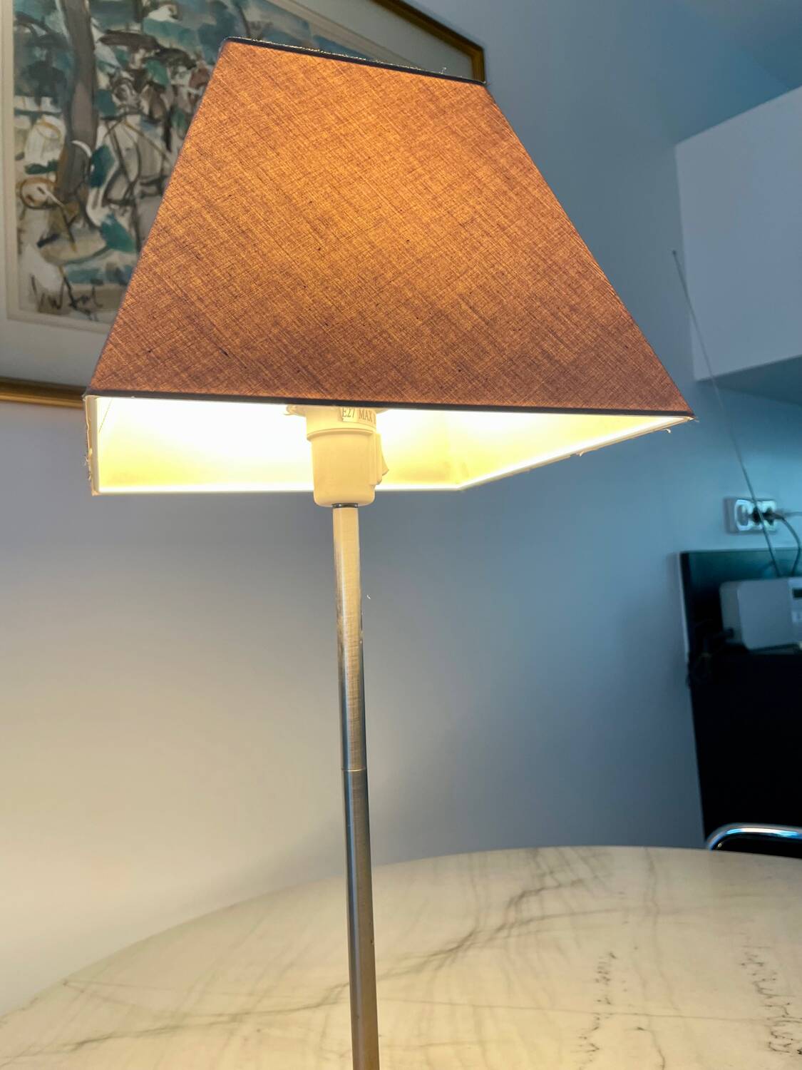 Vintage ikea basisk wood and steel lamp 1990