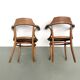 Paire de Fauteuils de Bureau Thonet – Hêtre Courbé & Assises Pyrogravées