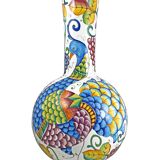 Large 1980s decorative vase hand painted enamel height. 63 cm. Italian manuf. Paolo MARIONI
